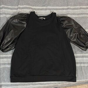 Leather Black Puff Sleeve top